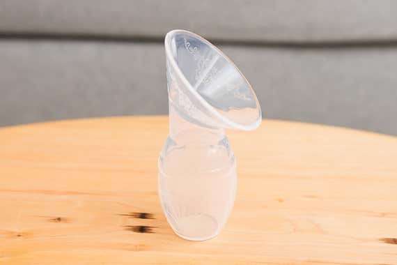 A close-up image of our also great pick for the best manual breast pump, the Haakaa Silicone Breast Pump.