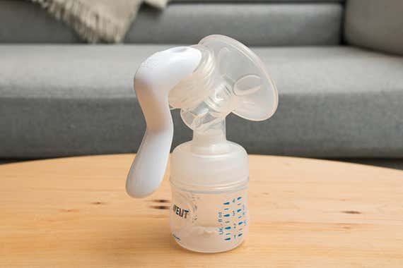 A close-up image of our runner-up for the best manual breast pump, the Philips Avent Manual Breast Pump.