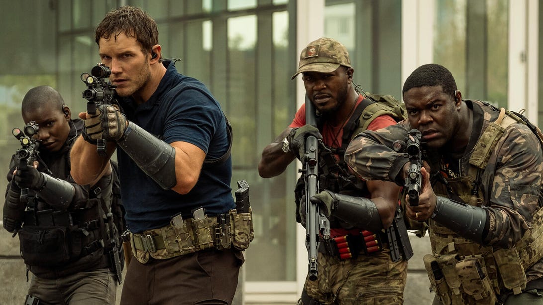 Chris Pratt, Keith Powers, and Sam Richardson in The Tomorrow War