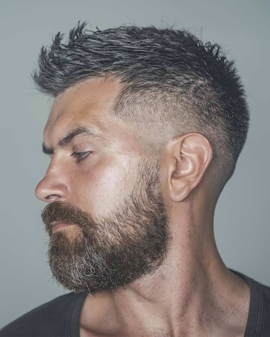 Men's short haircut with low fade