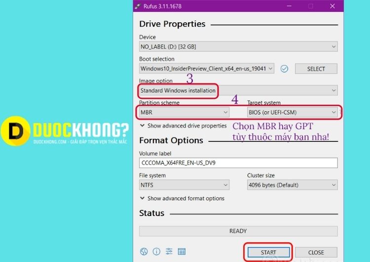 Nhấn Start để bắt đầu
