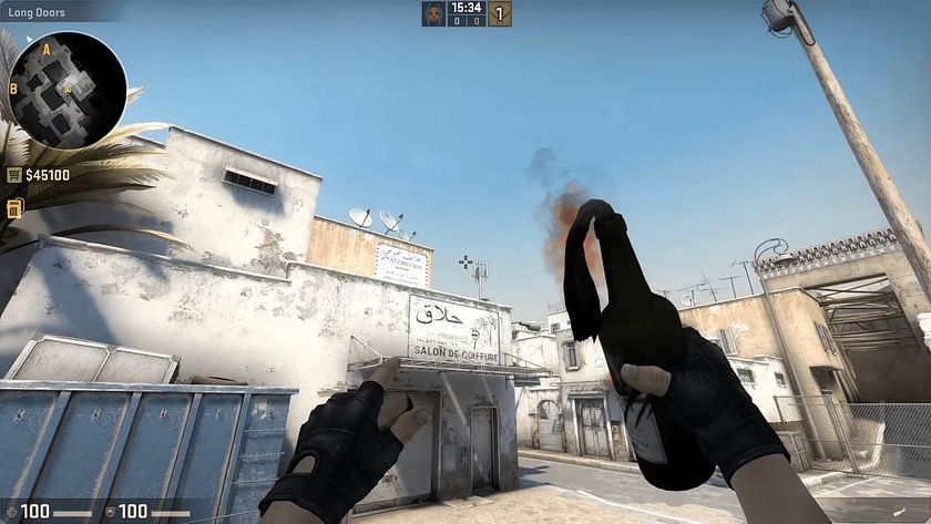 Pop a Molotov or elimination over the Salon to eliminate New Car on Dust 2 in CS: GO (Image via Valve)