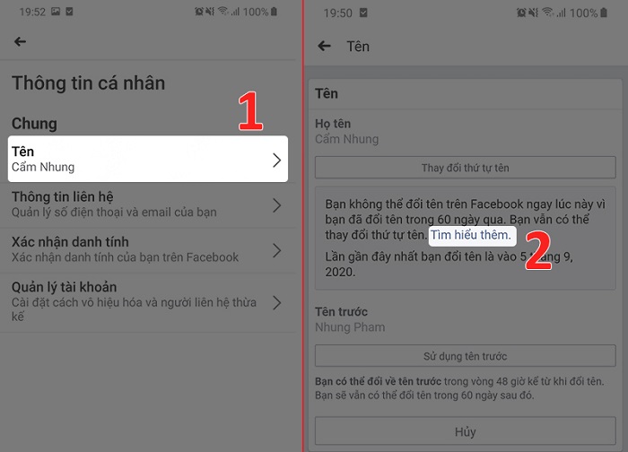 hÆ°á»ng dáº«n Äá»i tÃªn facebook khi chÆ°a Äá»§ 60 ngÃ y